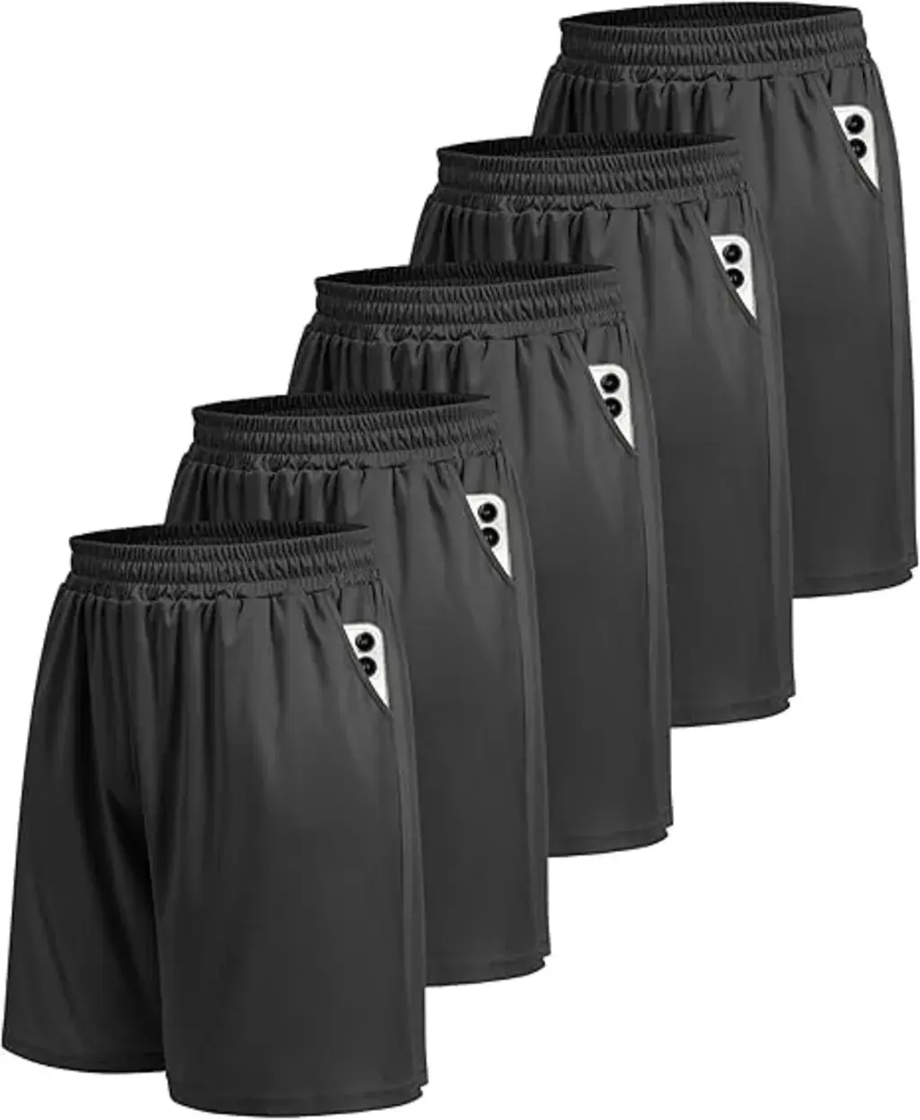 BOOJO 5 Pack Athletic Gym Mens Shorts - Workout Black Quick Dry Basketball Shorts with Pockets for Running Casual Activewear