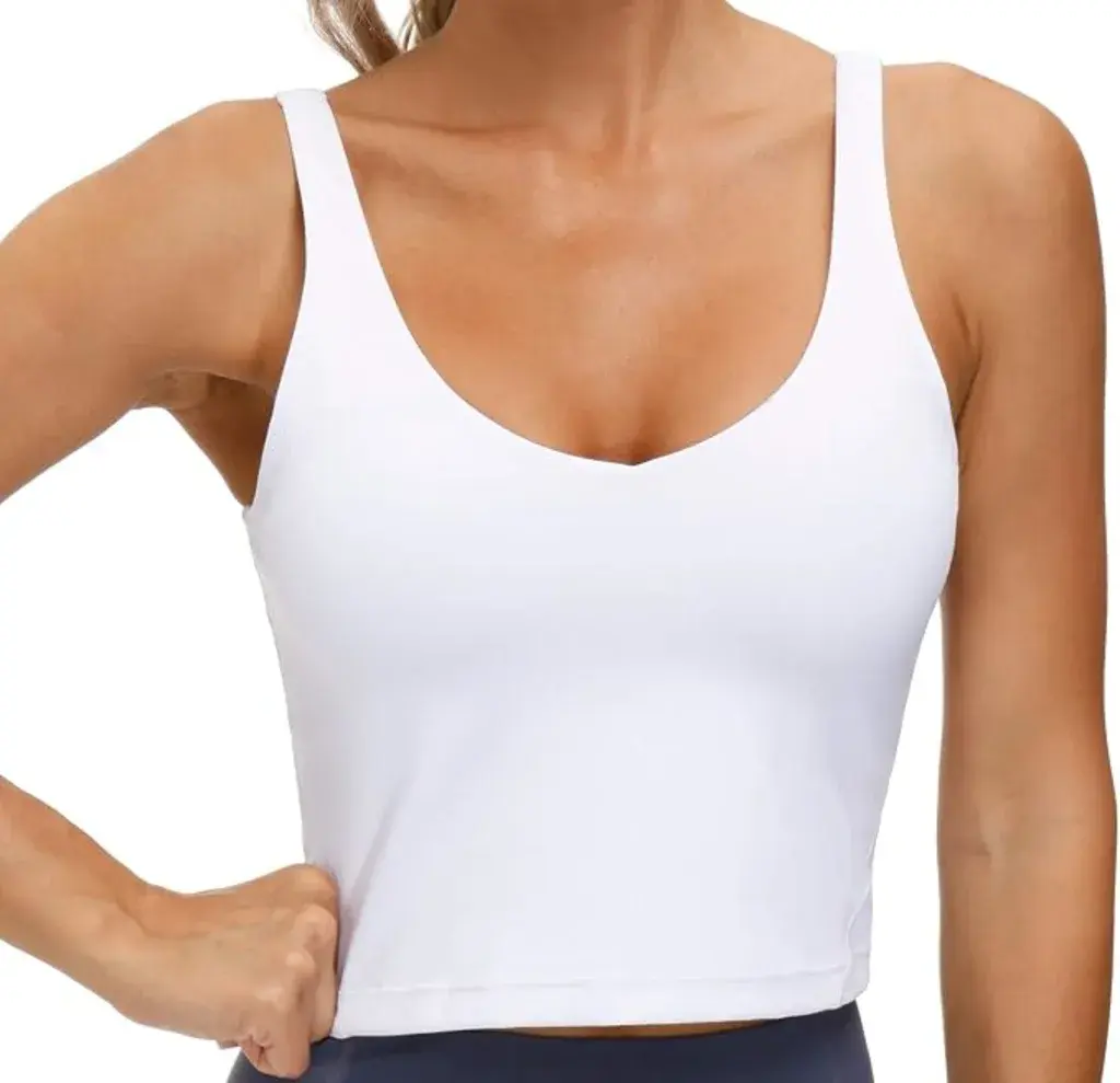 THE GYM PEOPLE Womens' Sports Bra Longline Wirefree Padded with Medium Support overlay
