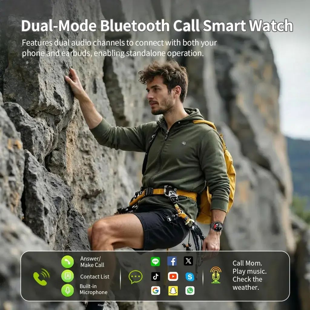 Smart Watches for Men (Answer/Make Call), 1.53" HD Military Smartwatch, 50+ Days Extra-Long Battery Life Fitness Tracker, Flashlight/110+Sports/Heart Rate/Sleep Monitor/IP68 Waterproof Android iOS overlay