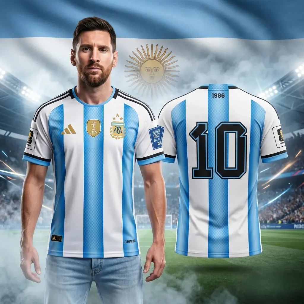 Argentina National Football Team Home Jersey - Iconic No. 10 overlay