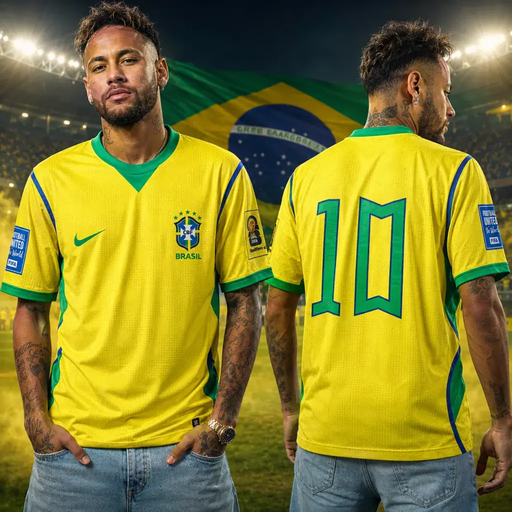 Brazil National Football Team Home Jersey - Iconic No. 10 overlay