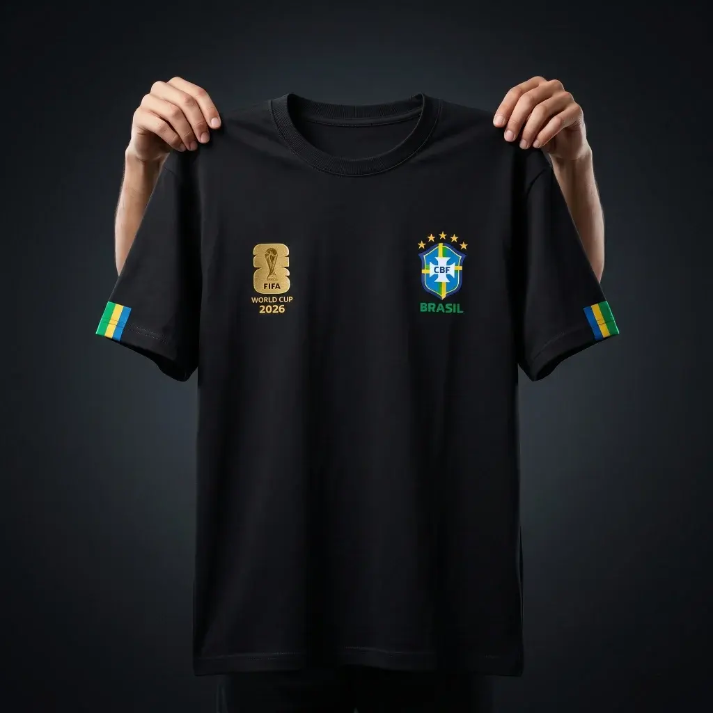 Premium Brazil Fan Edition Drop Shoulder Black Color overlay