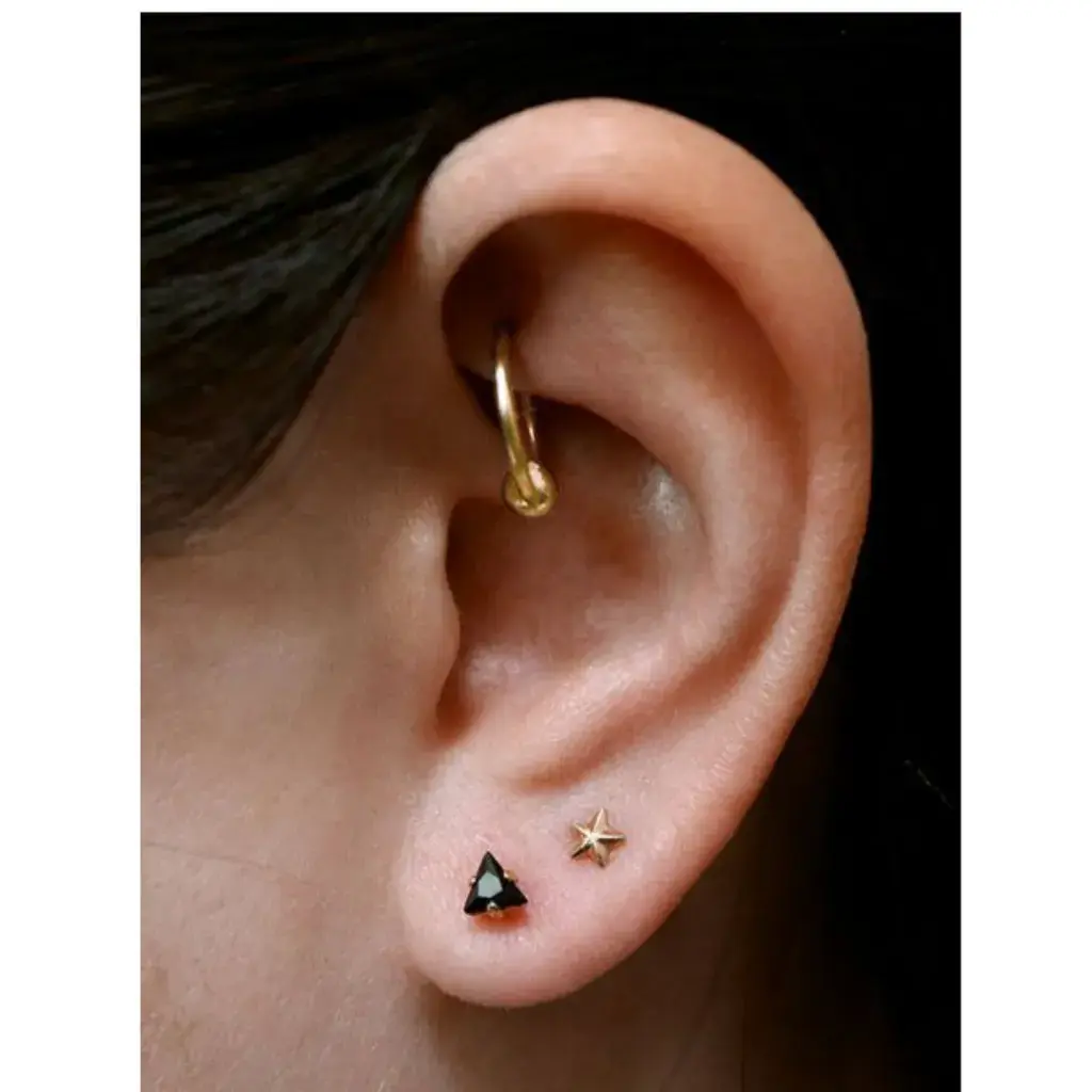 tiny crystal triangle earrings | black  Nose Pin For Women  overlay