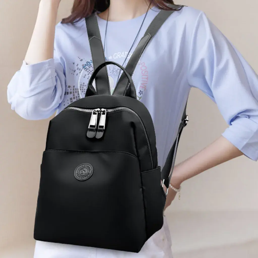 New Women's Backpacks Designer High Quality Soft Nylon Simple Fashion Bag(Black)