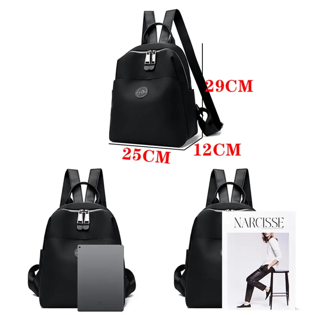 New Women's Backpacks Designer High Quality Soft Nylon Simple Fashion Bag(Black) overlay