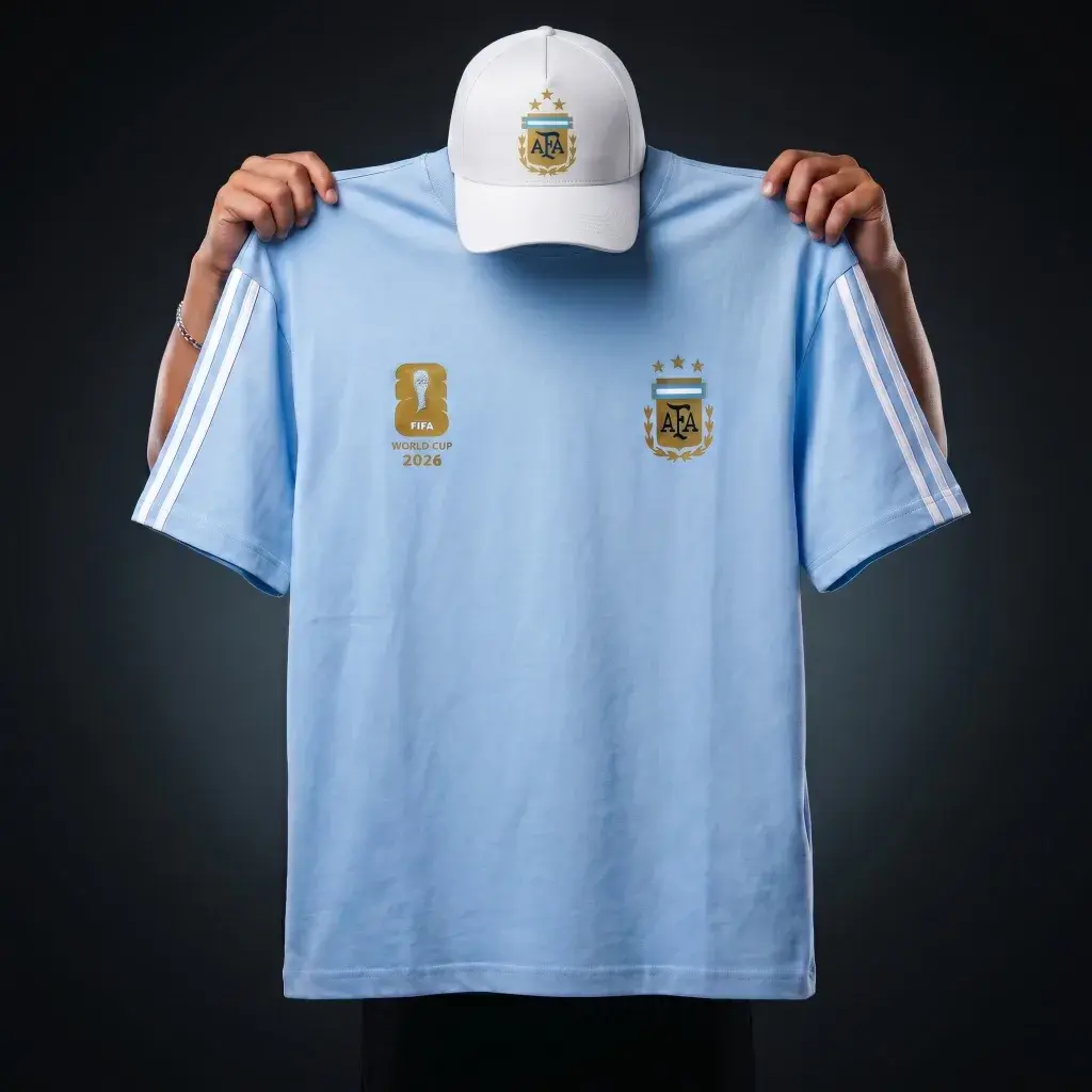 Premium Argentina Fan Edition Drop Shoulder Sky Color With Cap overlay