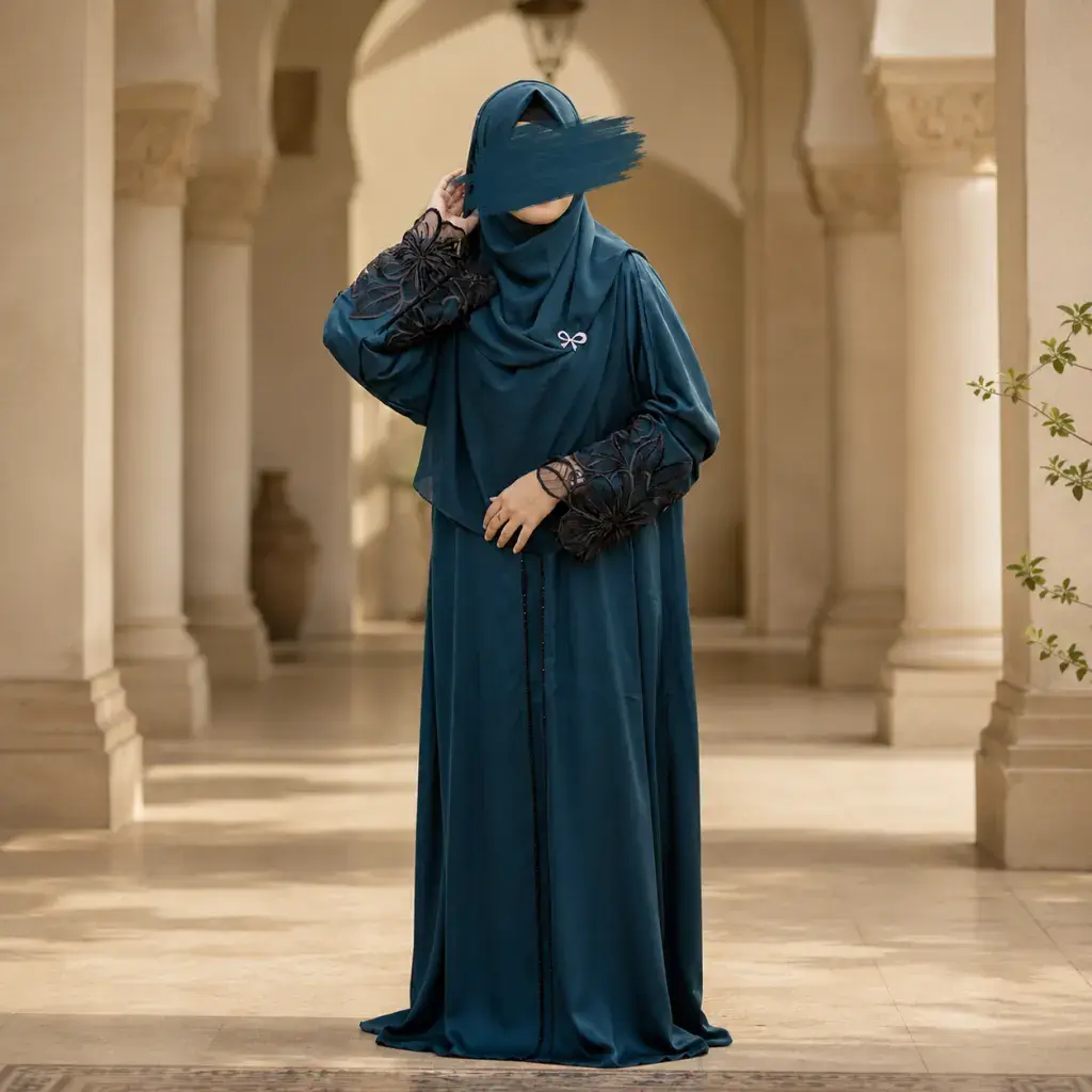 Premium Dubai Cherry Fabric: Elegant Lace Abaya Borka maroon Color