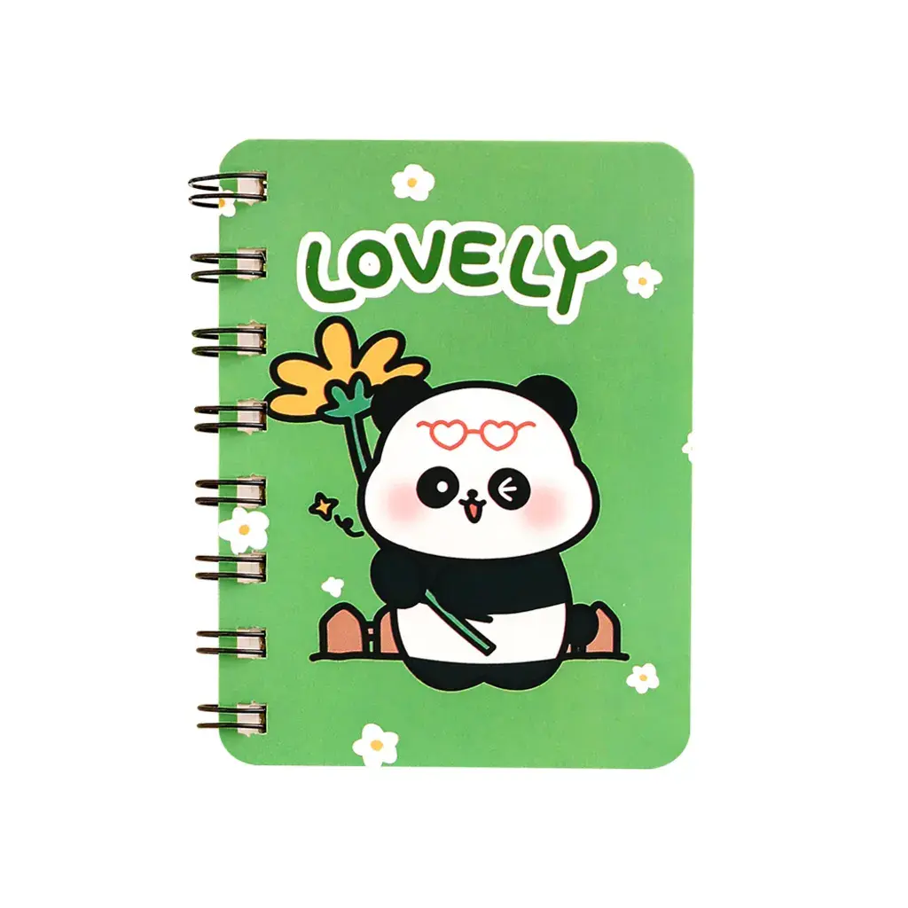 Cute A7 Panda Rollover Coil Book Student Mini Pocket Portable Journal Cartoon Learning Stationery Notebook