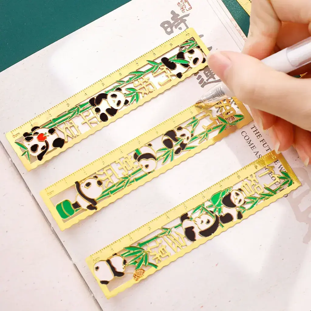 Cute Panda Metal Bookmark Ruler overlay