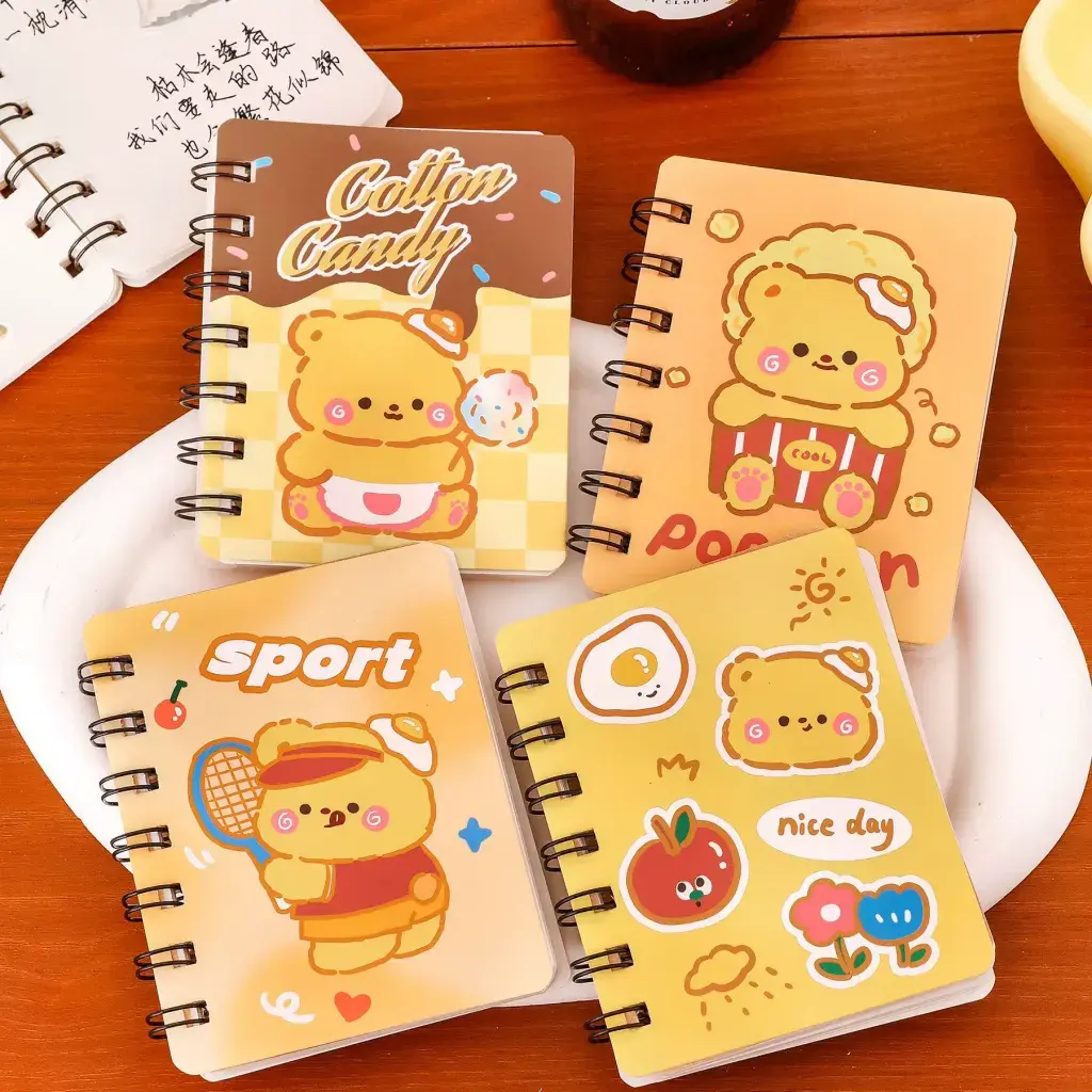 Cartoon Custard Bear Coil A7 Mini Notebook